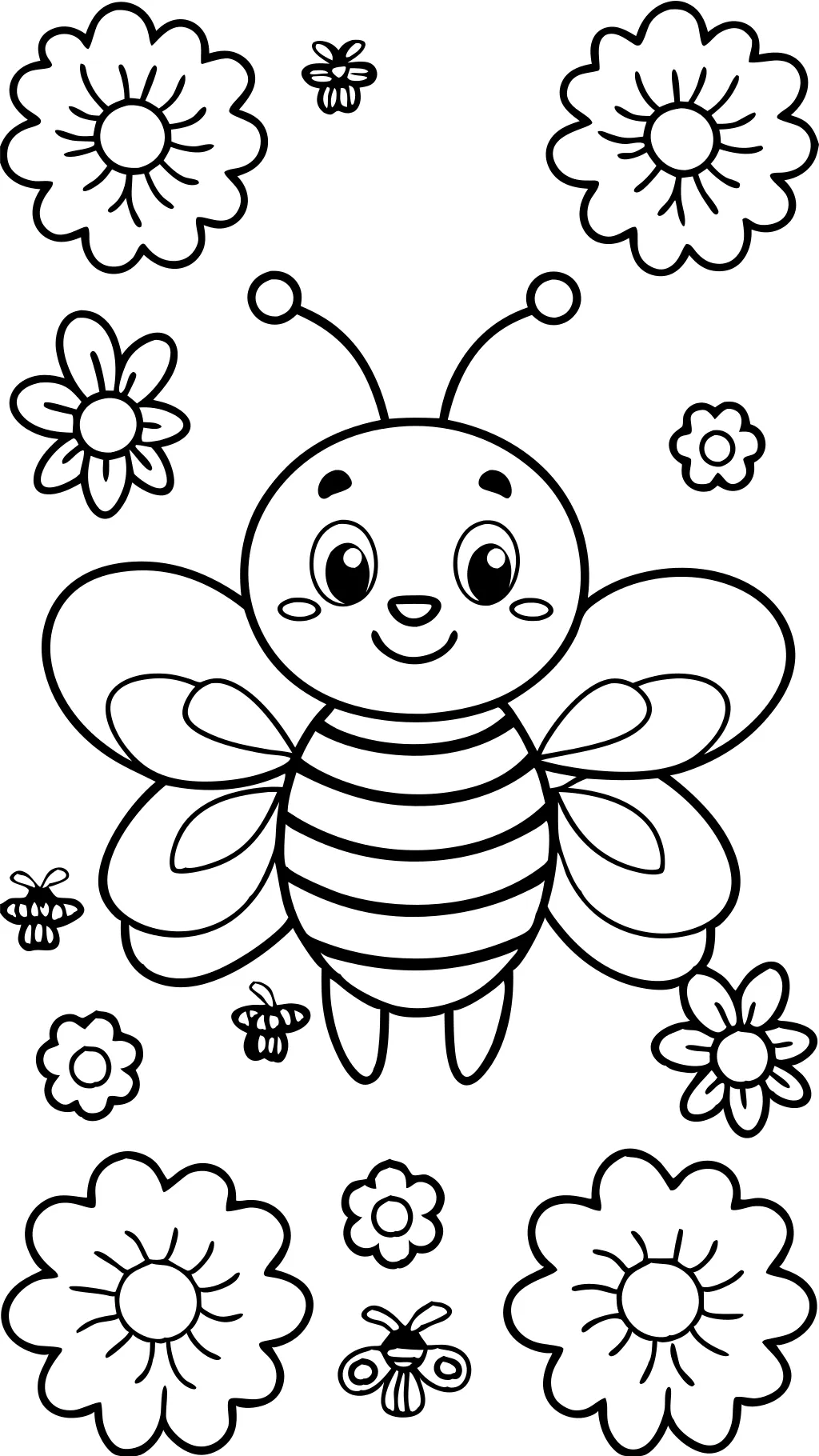 Página para colorear de abejas imprimibles